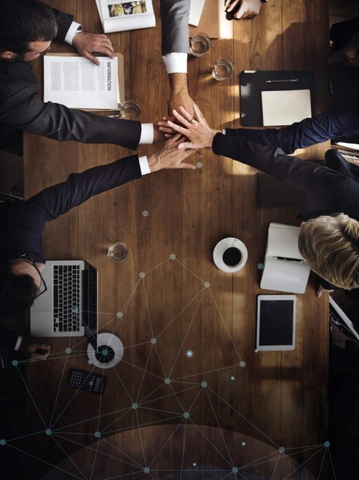 Aerial view of a business team